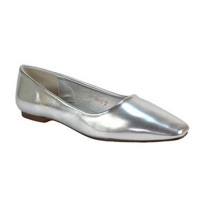 XY London Womens/Ladies Maci Square Toe Ballerina Flats / Metallic Silver